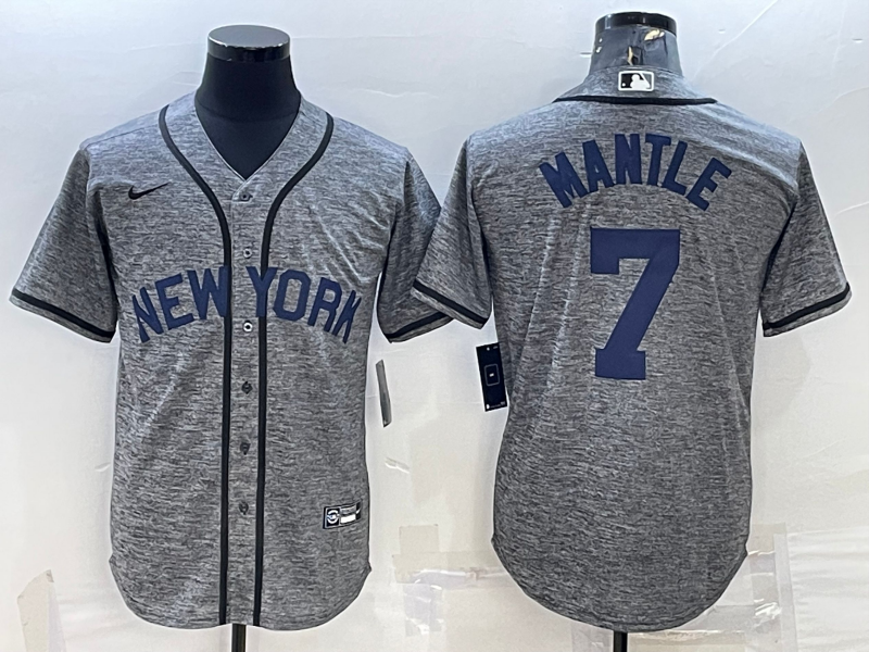 Men's New York Yankees Mickey Mantle #7 Gray Jersey